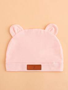 1pc Baby Pink 26 Letter Leather Label Beanie Hat, Cute & Fashionable, Comfortable Stretchy Soft, Suitable For Newborn Babies Spring/Summer Daily Wear And Outings, Great As Birthday Gift - Pink - View 25
