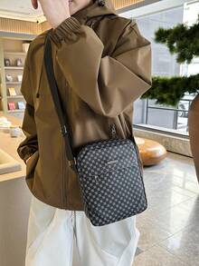 TIANDINGYU Fashion Men's Sling Bag, PU Jacquard Pattern Crossbody Bag, Work Commute Bag, Valentine's Day/Holiday Gift, Large Capacity, Multi-Compartment, With Zipper Pocket, Fits 10-Inch Tablet - Multicolor - View 6