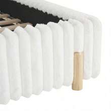 Modern Minimalist Upholstered Bed King Size With Soft Headboard Plush Long-Pile Fabric Covering No Storage Space Mattress Not Included White - White1 - View 9
