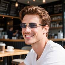 3副/2副/1副男女通用矩形无框时尚金属眼镜，高端眼镜，适合国际时装周、日常生活、社交活动、商务场合、通勤和旅行。 - 彩色 - 查看 6