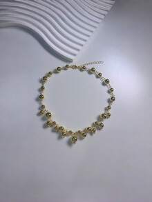 1条优雅经典仿珍珠项链，时尚颈链设计，百搭日常、派对、礼服、约会等场合，适合作为情人节或母亲节礼物。 - 金色 - 查看 4