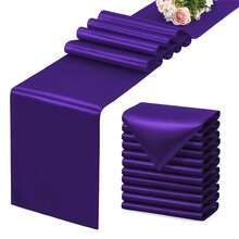 Purple Satin Table Runner 12x108 Inches Long, Silk-Like Smooth Table Decor For Wedding Birthday Party, 12 Pack - 紫色 - 查看 1
