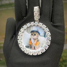 Custom Men's Hip Hop DIY Round Photo Frame Fully Iced-Out Zirconia Stone Necklace, Shiny Accessory - B - View 3