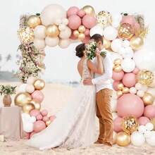 Bộ trang trí vòm bóng bay 103 quả màu hồng, trắng, vàng cổ điển, tông màu vintage & champagne, thích hợp cho sinh nhật, tiệc cưới, tiệc mừng cô dâu, tiệc mừng em bé. - Nhiều màu - Xem 3