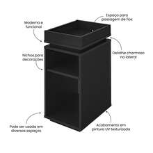 Mesa de Apoio Lateral Moderna para Sala ou Recepções Olívia com Nicho - Artely - Preto - Visão 2