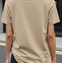 T-shirt Coração Lateral Camiseta Várias Cores Algodão Blusa Premium - Moda Feminina - Caqui - Visão 2