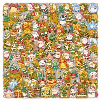 204 pièces d'autocollants de Noël (assortiment A+B+C+D) - Décoration festive pour le DIY, les cadeaux et les scrapbooks