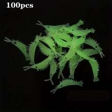20pcs/50pcs/100pcs Fishing Soft Bait, Artificial Glow-In-The-Dark Shrimp Lure, Ice Fishing Accessories, Suitable For Bass, Striped Bass, Trout, Whitefish Night Fishing - Clear - View 13