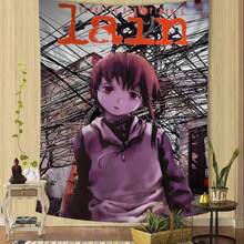Anime Tapestry-Japan Anime Lain Movie Cartoon Tapestry Art Science Fiction Room Home Decor Wall Hanging Sheets - z9 - Xem 2