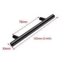 4个不锈钢T型橱柜把手，76毫米和96毫米旋钮和拉手，黑色家具把手 - 彩色 - 查看 11