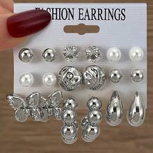 VKME 18件套金属材质蝴蝶结不对称卡片耳环 - XH92825187-88 - 查看 12