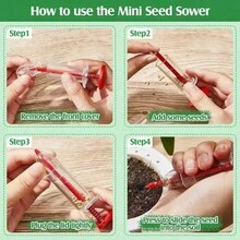 1pc Mini Handheld Garden Seed Dispenser Injector - Transparent Plastic Gardening Seeding Tool With Red Cap, Easy To Use, Precise Seeding In Garden Beds, Gardening Seeding Tool | Ergonomic Design | Easy Grip Cap, Seed Scattering Dispenser - A - View 3