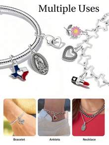 Mặt dây chuyền Texas sọc kẻ độc đáo, tối giản, bằng bạc sterling 925, món quà trang sức tinh tế phù hợp cho cả nam và nữ. - Bộ 3 - Xem 11