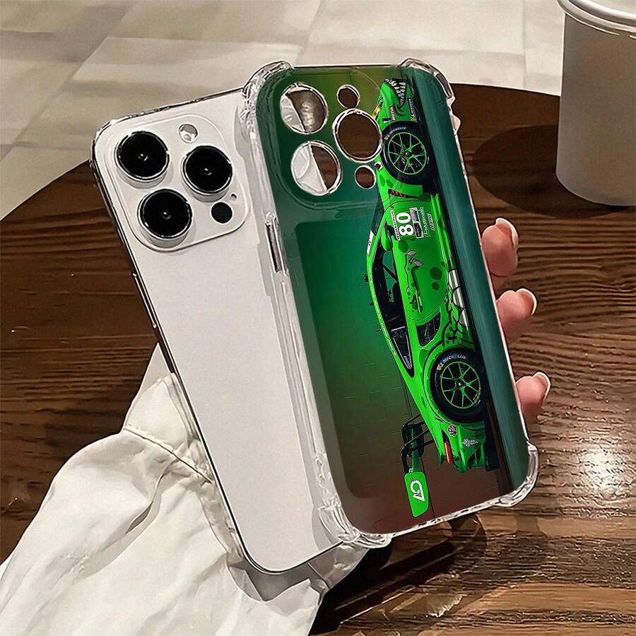 Auto de carreras verde con detalles monstruosos, listo para la carrera. Esta elegante funda para teléfono es compatible con Samsung, Apple, OPPO, , etc. Fabricada en TPU flexible, resistente a golpes y arañazos, ofrece una excelente protección contra caídas y un agarre cómodo. Es un regalo ideal para familiares, amigos y seres queridos, y una opción perfecta para festivales, fundas para iPhone, San Valentín, artículos de , fundas para iPhone y fundas transparentes. - transparente - Ver 1