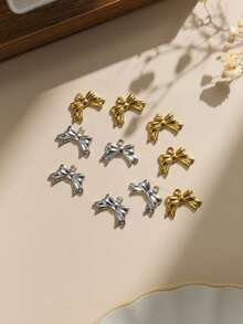 3pcs/Pack 304 Stainless Steel Bow Tie Pendant Accessories, Cute DIY Earrings, Bracelets, Necklaces - Bow Accessories - View 5