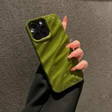 Minimalist 3D Wavy Pattern Phone Case Compatible With IPhone 17 Pro Max/17 Pro/17 Air/17/16 Pro Max/16/16 Pro/16 Plus/15/15 Pro Max/15 Pro/11/12/13/14 Pro Max/11 Pro/11 Pro Max/12 Pro/12 Pro Max/13 Pro/13 Pro Max/14 Pro/14 Pro Max, Soft Shell, Elegant And Creative - Green - View 34