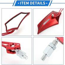 1 Set Motorcycle Rearview Mirror - Handlebar End Side Mirror Mount, Universal Adjustable, Aluminum Alloy Plastic, Red, M10 M8, Prismatic Shape (Suitable For Motorcycles) - Black - View 6