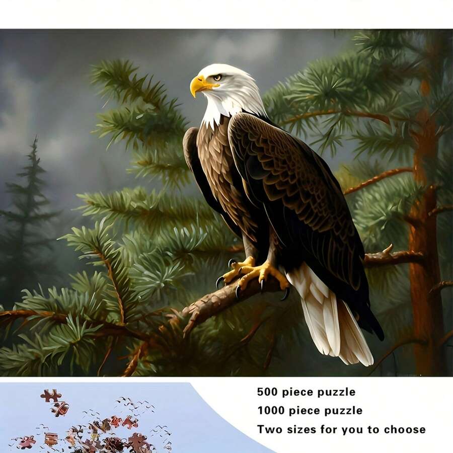 500/1000pcs Adult Puzzle - Large Eagle & Forest Wildlife 5D Illusion Effect, Challenging 3D Cube-Like Pieces, Portable Box For Adults & Families, /Christmas/Holiday Gift (500 Or 1000pcs) - Puzzle Lovers Choice 1000-Piece Vibrant Scenic Art Paper Puzzle For Adults – Relaxing Brain Teaser, Ultimate Stress-Buster, Luxury Holiday Gift Idea - Multicolor - View 1