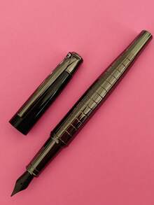 1pc Fountain Pen, 0.5mm Sharp Tip, Artistic Calligraphy, Preferred For Creation, Stainless Steel Pen Holder, Elegant And High-End, Pen Holder Carved With Stripes, Electroplating Process, Iridium Pen Tip, Built-In Ink Converter, Suitable For 2.6mm Caliber Ink Bags, Heavy Metal Feeling, Business Office, Suitable For Schools, Students, Learning Materials, Units, Colleagues, Friends, Holiday Gifts, Valentine's Day, Back To School Season, Back To School Season, Graduation Season, Birthday Gifts, Christmas, Father's Day, Mother's Day, Teachers' Day, Thanksgiving, Signature, Calligraphy, Art, Fountain Pen Gifts - Type a - View 10