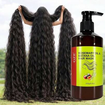 Mascarilla capilar de aceite de romero y aceite de batana GZE, hidratante y nutritiva, adecuada para cabello seco y dañado, previene la rotura y el encrespamiento, deja el cabello sedoso y suave
