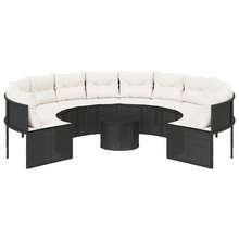 vidaXL Gartensitzgruppe Mit Tisch Und Runden Kissen, Schwarz Poly-Rattan - Black - View 4