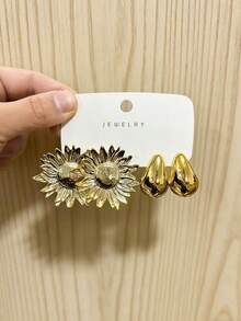 Juego de 6-18 pendientes de moda con tono dorado para mujeres - Multicolor - Ver 4