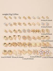 30对女士金属树、贝壳、珍珠、心形耳环套装，礼品 - 金黃色 - 查看 6