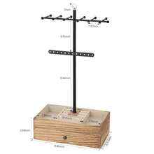 Meangood Jewelry Organizer Stand, 3-Tier Necklace Holder Jewelry Tree With Wooden Storage Drawer Box For Necklace Bracelet Earring Ring, Carbonized Black - 碳化黑 - 查看 8