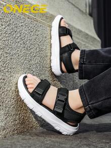 1 par de zapatos deportivos y de playa antideslizantes y transpirables para niños, nuevas sandalias de verano para niños con suela suave y cómoda y versátil - Blanco y Negro - Ver 9