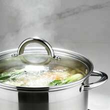 12‑Piece Stainless Steel Cookware Set With Glass Lids, Induction Compatible Pots And Pans, Includes Saucepan Frying Pan & Stockpots, Heat Resistant Handles, Mirror Polished Anti‑Rust Dishwasher, Modern Professional Kitchenware Essentials Gear - Silver 6 - View 8