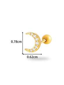 Toppiercing 1件极简主义微镶嵌锆石月亮不锈钢耳骨耳环 - 彩色 - 查看 2