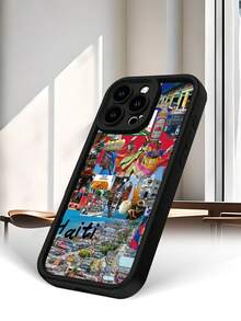 Hot Selling Haiti Collage Pattern Fashionable Men's And Women's Anti Drop Phone Case, Suitable For IPhone 17/17PRO/17AIR/17PROMAX/16E/16/16PRO/16PLUS/16PROMAX/15/15PROMAX/14/14PLUS/14PROMAX/14PROMAX/13/13PROMAX/12/11( Birthday Gifts, Easter Gifts, Valentine's Day Gifts For Internet Celebrities, Given To Friends, Girlfriends, Boyfriends, And Family - Black - View 5