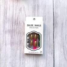 24Pcs St. Patrick'S Day Press On Nails Medium Square Fake Nails Gold Green Glitter Shamrock Design Acrylic Nails Full Cover Glue On Nails Irish False Nails Stick On Nails For Women Nail Decoration - Màu xanh bụi bặm - Xem 2