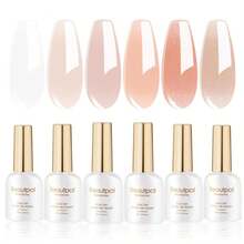 Larvall Beautpal Jelly Gel Polish Sheer Pink Crystal Transparent Milky White Nude Sheer Gel Nail Polish Kit For Salon Gel Manicure And Nail Art Collection Gift Set 8ML 6PCS - ColorF - 查看 1