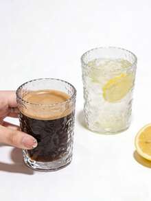 1个带纹理的防碎可重复使用玻璃杯，适用于冰咖啡、柠檬水和鸡尾酒， - 無色 - 查看 1