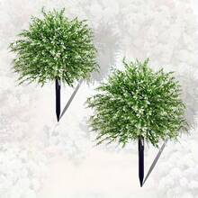 2pcs Artificial White Faux Lavender Bush With Stand, UV-Resistant Fake Lavender Shrub For Indoor Outdoor Home Garden Wedding Hotel Decor, Summer & Autumn - A - 查看 9