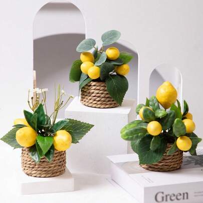 1/3 cây chanh nhân tạo, được đan bằng dây cỏ biển, bao gồm chậu trồng, làm từ chất liệu PE, có 3 kiểu dáng. Đa năng: Trang trí bàn làm việc, trang trí ký túc xá trường học và văn phòng, trang trí tiệc tùng, sự kiện, ngày lễ và sinh nhật. Cũng thích hợp cho: Lối vào nhà, khách sạn và nhà hàng, phòng khách và phòng ngủ, đám cưới, trang trí nhà bếp và sân vườn. Trang trí theo mùa, điểm nhấn cây xanh, vật trang trí trung tâm nhà cửa, quà tặng ngày Valentine.