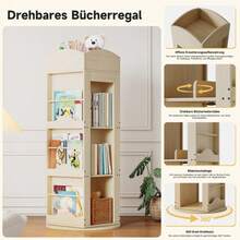 Rotating Shelf, Freestanding Shelf, Illustrated Book Shelf With 360-Degree Rotation Function, Storage Shelf For Children And Adults, Multifunctional Shelf (4 Shelves, 142*63*63 Cm) - Natural Color - View 11