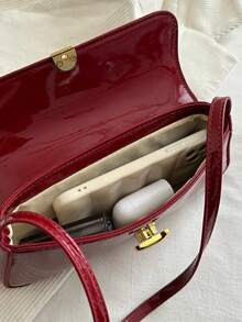 1 件女士复古仿油皮翻盖装饰单肩腋下包，适合约会、旅行和派对等场合，小众高端法式棍包，时尚百搭腋下包，韩版简约女士单肩包，高端百搭女士翻盖设计腋下包，秋冬通勤女士包，圣诞节、新年礼物 - 彩色 - 查看 8