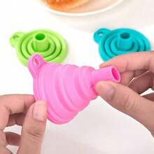 Foldable Silicone Collapsible Funnel - Portable, Durable & Easy-Clean Kitchen Tool For Fuel Hoppers, Beer, Oil, And More - Food-, Space-Saving Design With Ergonomic Handle, Kitchen Funnel, Oil Pouring, Compact Storage, Easyclean Material, Oil Dispenser Bottle For Kitchen, Oil Dispenser Bottle For Cooking, Beer Funnel, Motorcycle Oil Funnel, Funnel For Cans/Liquid, Kitchen Accessory - 4pcs - View 3
