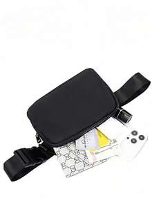 1PC Black Waterproof Multi-Functional Chest Sling Bag - Lightweight Adjustable Fanny Pack For Running Hiking Travel Gym Everyday Use, Hands-Free Anti-Theft Crossbody Bag Gift For Men Women - Black - View 5