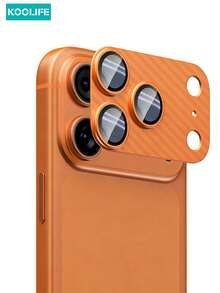 1pc Full Coverage Carbon Fiber Camera Lens Protector, High-Definition Tempered Glass, Easy To Install, Anti-Collision, Waterproof, Shockproof, Anti-Drop, Anti-Scratch, Anti-Fingerprint, Suitable Compatible With IPhone 17/17 Pro/17 Pro Max - Orange - View 1