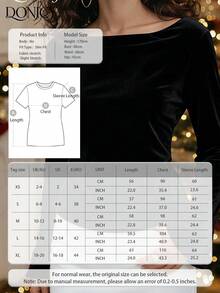 DONICY 女士天鹅绒圆领喇叭袖露背系带修身套头毛衣，时尚复古奢华优雅黑色户外上衣，适合约会、购物、聚会、日常休闲穿着、嘉年华和其他场合。 - 黑色 - 查看 4