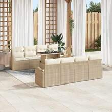 vidaXL 9-Teiliges Gartensofaset Mit Kissen, Beige Polyratten - Beige - Visualizzare 3