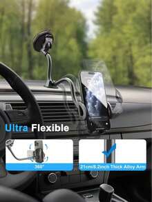 Off-Road Stable Car Phone Holder - Flexible Gooseneck Vacuum Suction Cup Mount 360° Rotatable Auto Dashboard Phone Stand For Bumpy Roads - A - View 4