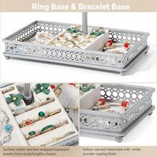 Meangood Jewelry Tree Stand Organizer 3in1 Necklace Organizer Display Bracelet Earrings And Ring Tray Jewelry Holder Hanger , Silver - 銀色 - 查看 5