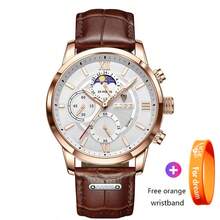 LIGE Fashion Men's Quartz Watch Sun-Moon Dial Design Water-Resistant For Daily Wear Luminous Classic Triple-Subdial Design Clock-Style Hour Hand Men's Timepiece - Silver - View 14