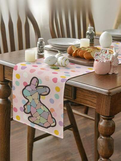 1 قطعة من طاولة الجري ذات نمط أرنب عيد الفصح، ديكور طاولة بطراز عيد الفصح، من خامة الكتان، متوفرة بأحجام متعددة، مناسبة لتزيين المنزل والمطبخ والحفلات الخارجية والمطاعم، ذات مظهر كتاني منسوج