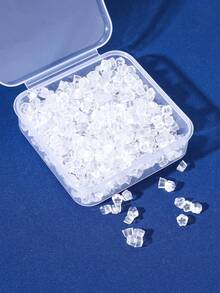 Approx. 300pcs Silicone Transparent Cylinder Ear Plugs Earrings Accessories Suitable For Women's Daily Wear (With Box), DIY Jewelry Accessories Anti-Slip Silicone Earplug, Plastic Transparent Earrings - 透明 - 查看 4