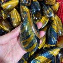 1 Stück einzigartiger blau-gelber Tigerauge Wassertropfen-förmiger Kristall Dekor, mit asymmetrischen Rissen und Kristallhöhlen, hexagonal poliert, ideal für Steinliebhaber und perfektes Geschenk für Feiertage - Verschiedenfarbig - Übersicht 5